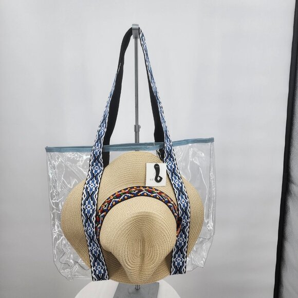 Clear Festival Stadium Concert Tote Bag With Aztec Print Straps NWT - Picture 6 of 6